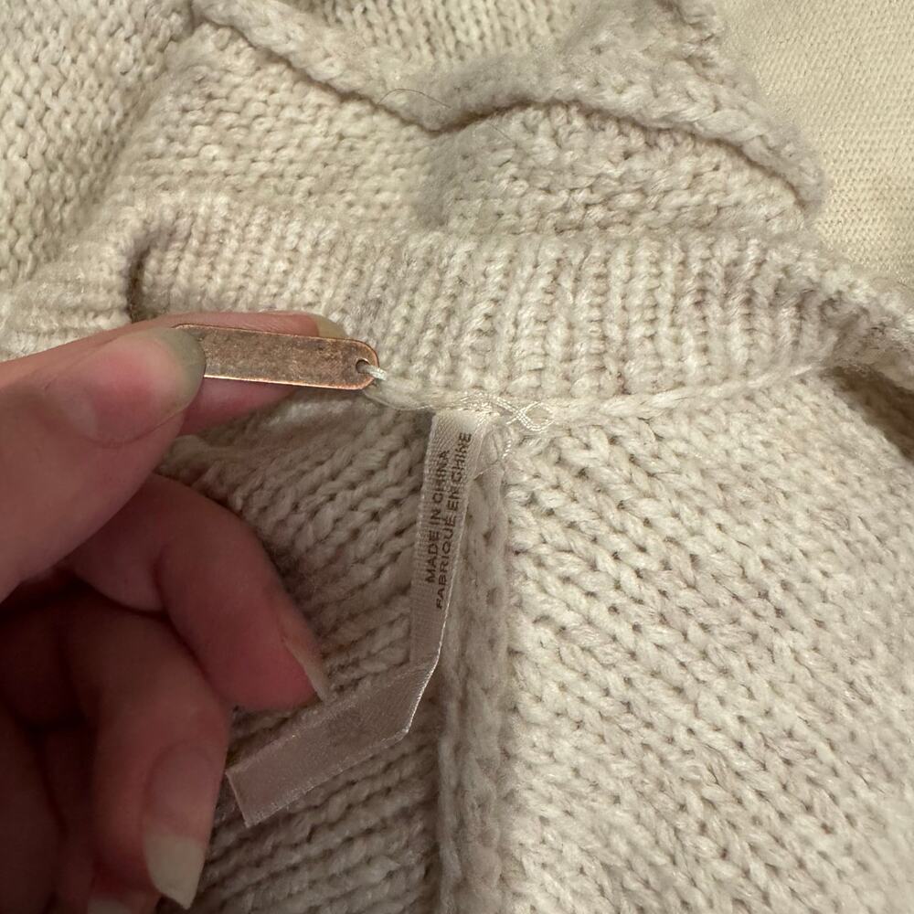 free people | oversized wool oatmeal cream knit cardigan women’s sweater sz XS - Picture 8 of 10